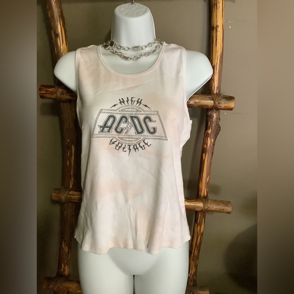 Tops | 21 Acdc Tank White With Light Pink Tie Dyed Print | Poshmark